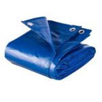 Cobertor Rafia Laminada Azul con Ojales