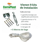 Toldo Vela Media Sombra Triangular Pack X3 + Kit Instalación - Imagen 4